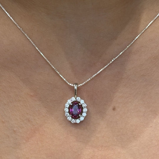 Corallina Oval Rhodolite Pendant