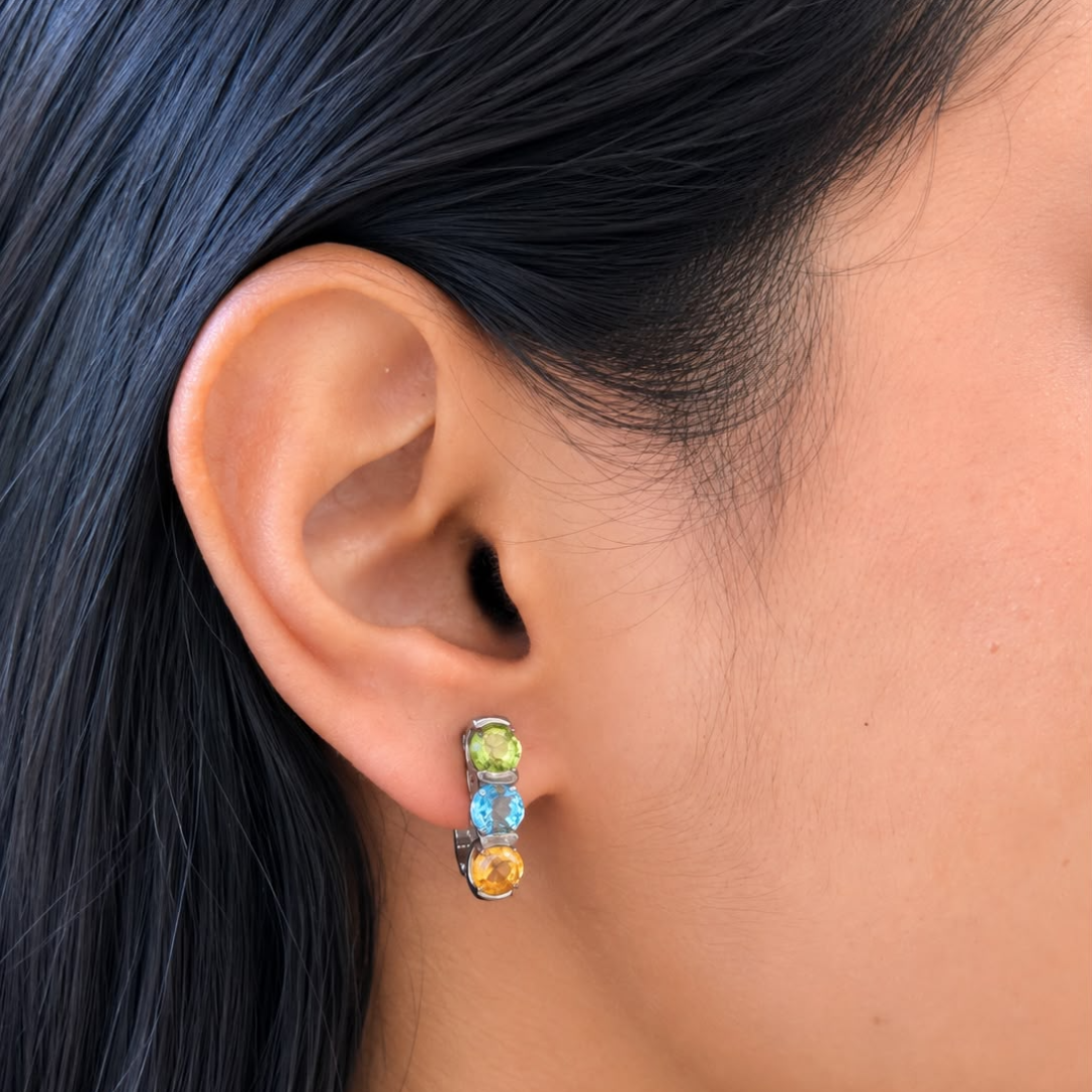 Trinity Multi Stone Earrings