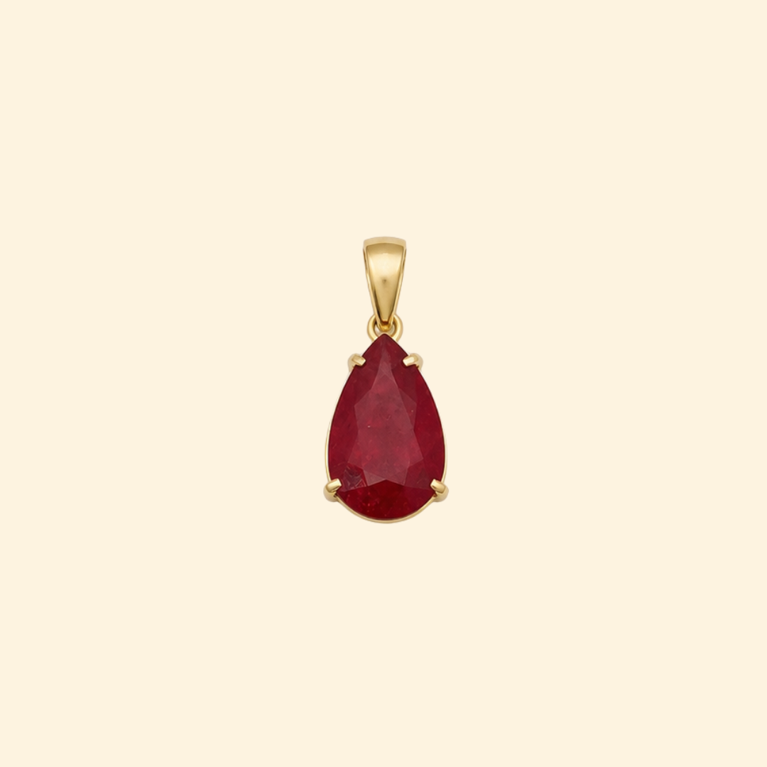 Pear Ruby Solitaire Pendant