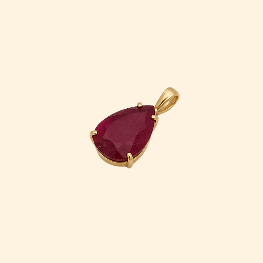 Pear Ruby Solitaire Pendant