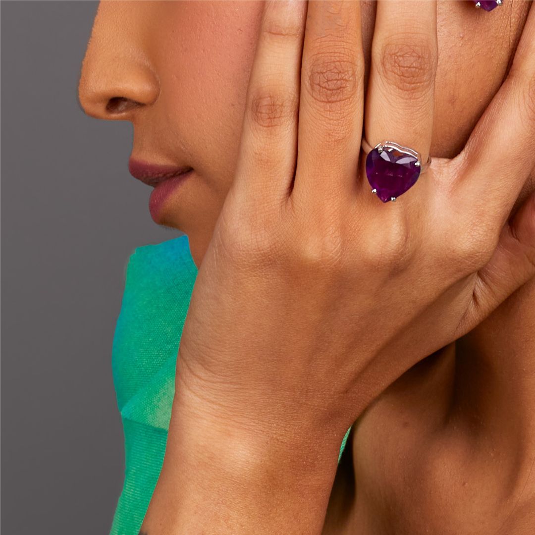 Love Knot Ring & Earring Set in Amethyst