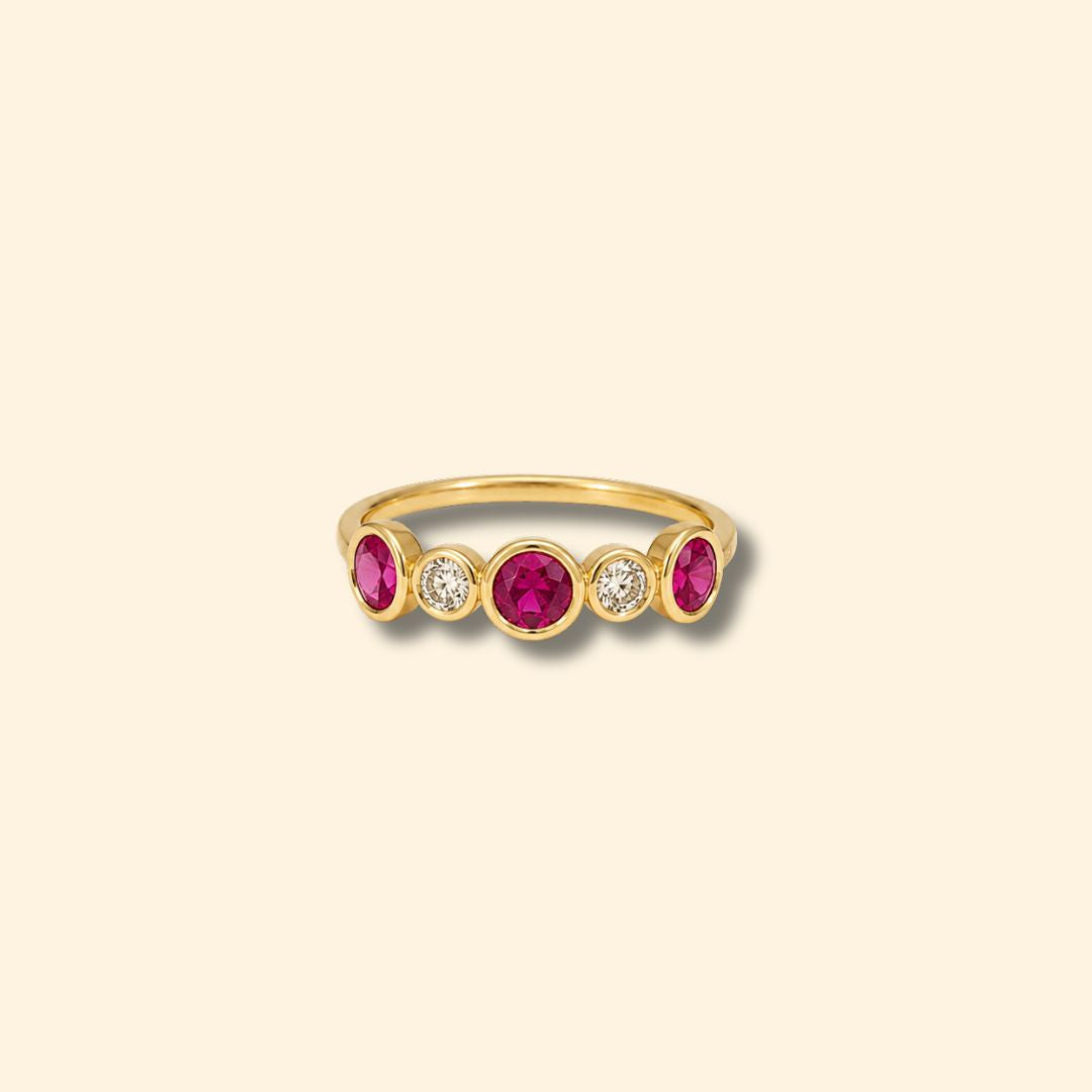 Ruby & Diamond Stone Bezel Ring