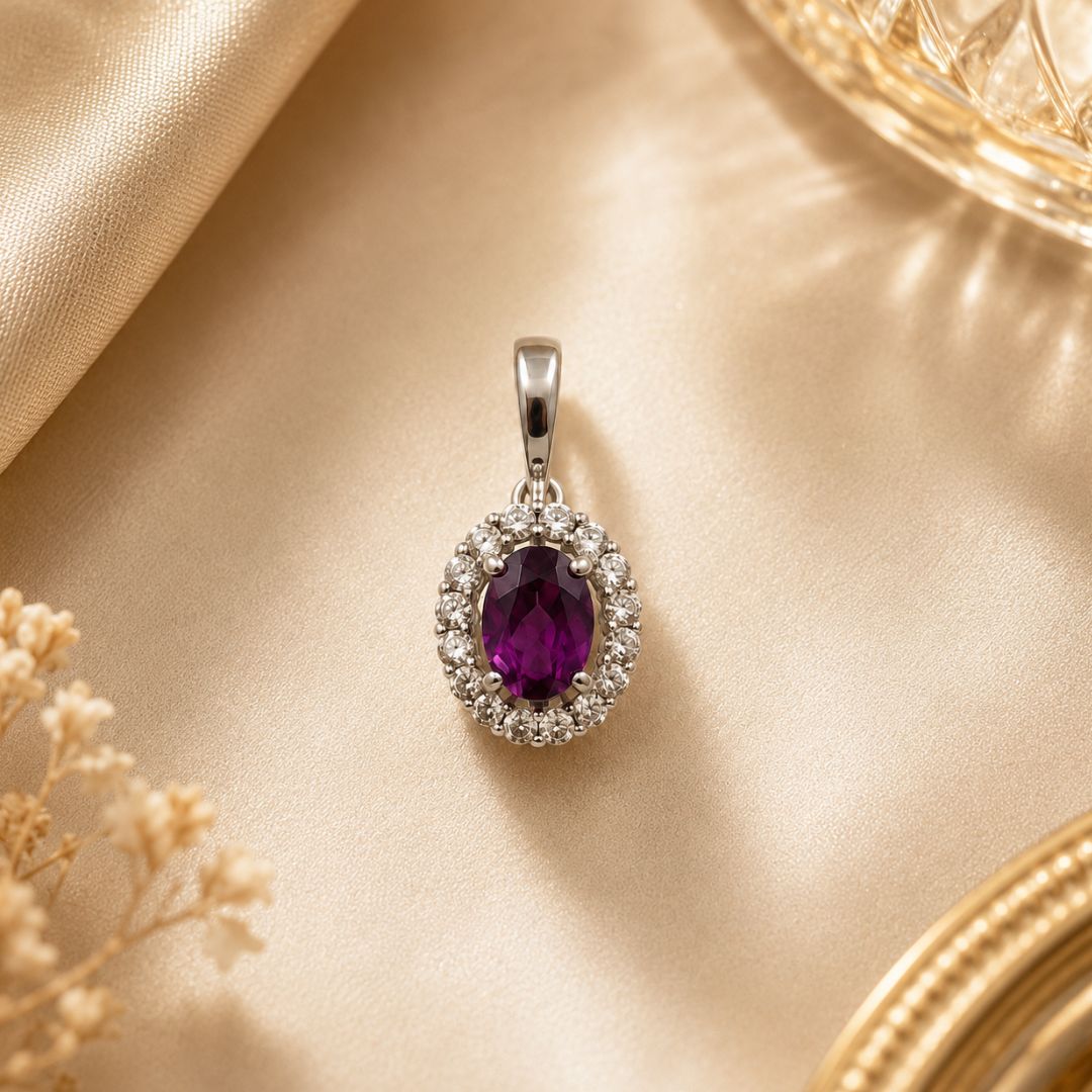 Corallina Oval Rhodolite Pendant