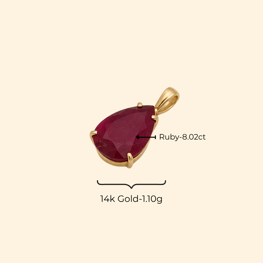 Pear Ruby Solitaire Pendant