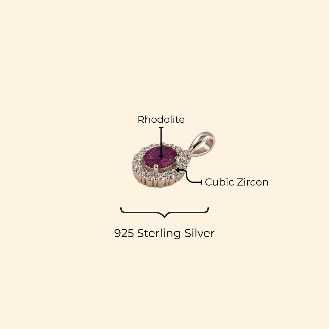 Corallina Oval Rhodolite Pendant