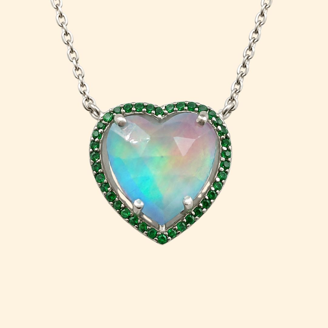 Opal Quartz Heart Necklace (Sample)