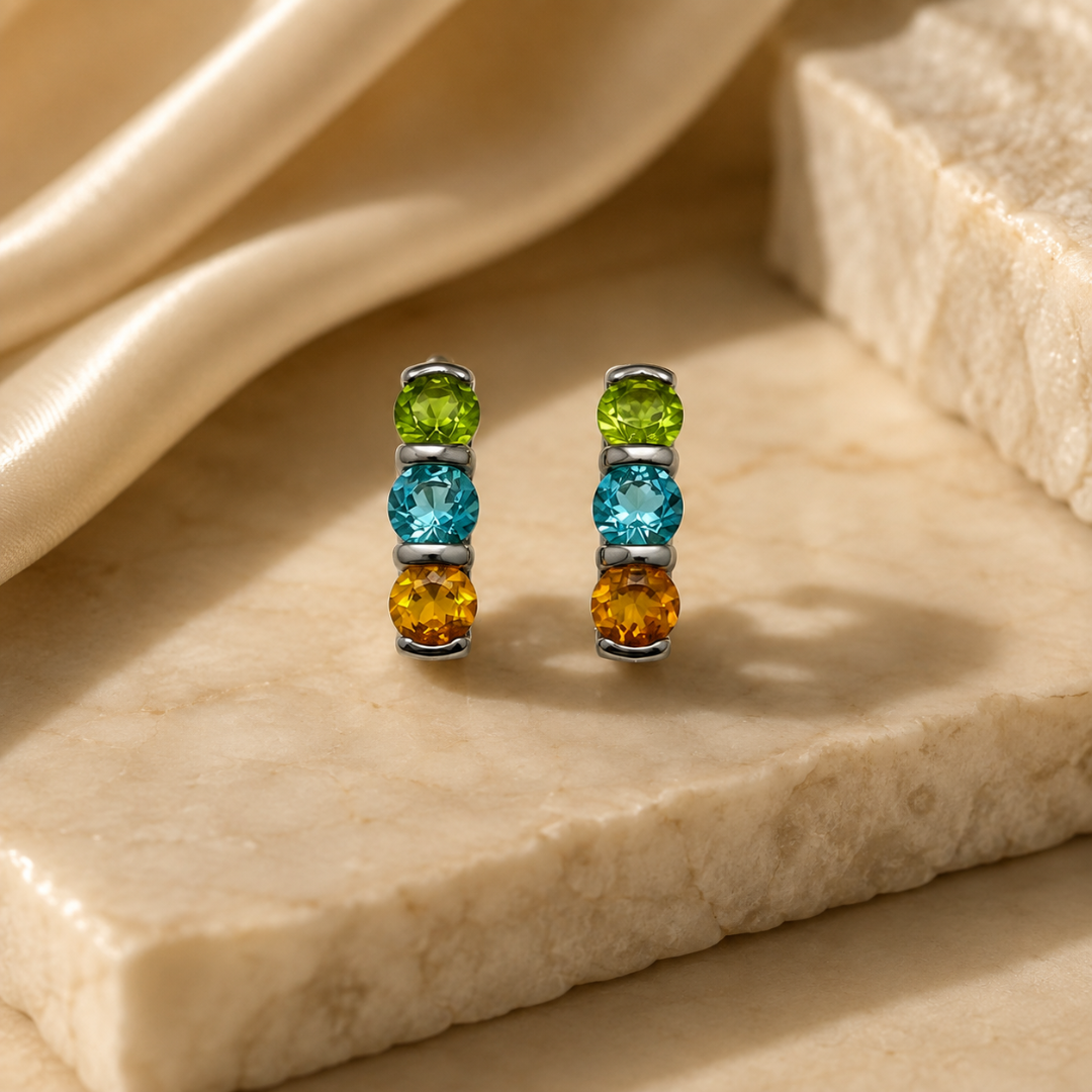Trinity Multi Stone Earrings