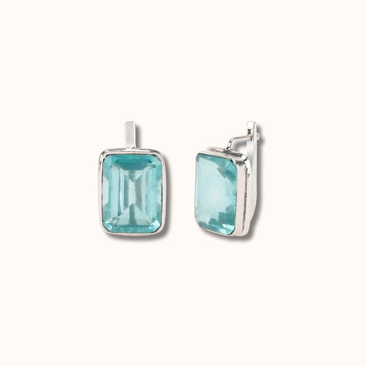 Aqua Quartz Frame Earrings