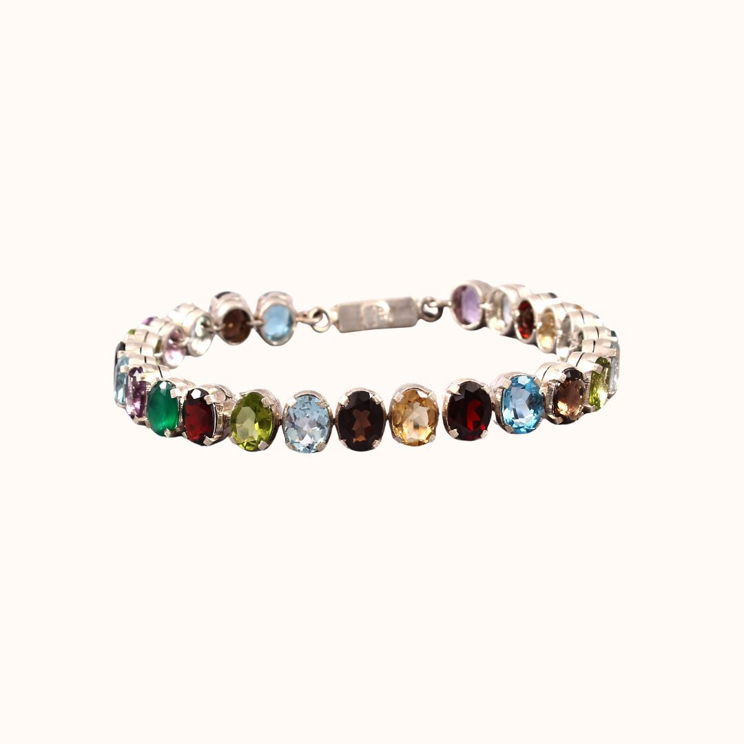 Multi Gemstone Oval Bracelet