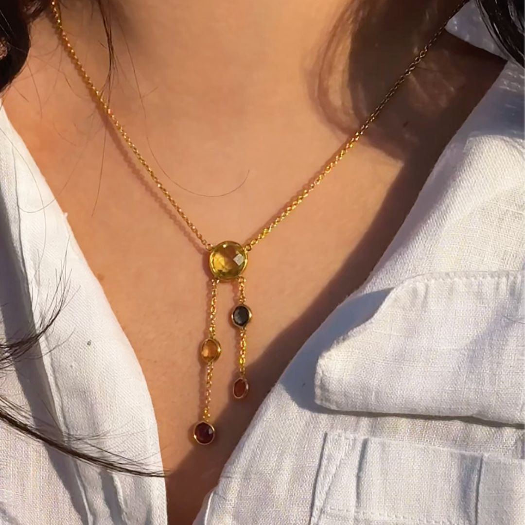 Multistone Lariat Necklace