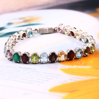 Multi Gemstone Oval Bracelet