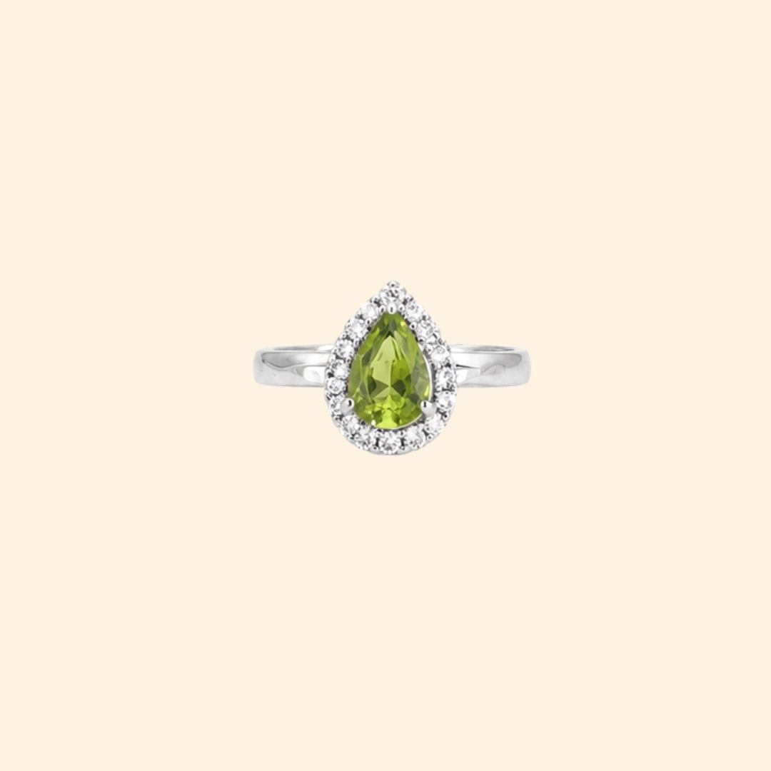 Pear Corallina Ring in Peridot