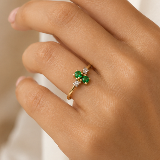 Emerald Duo Diamond Ring
