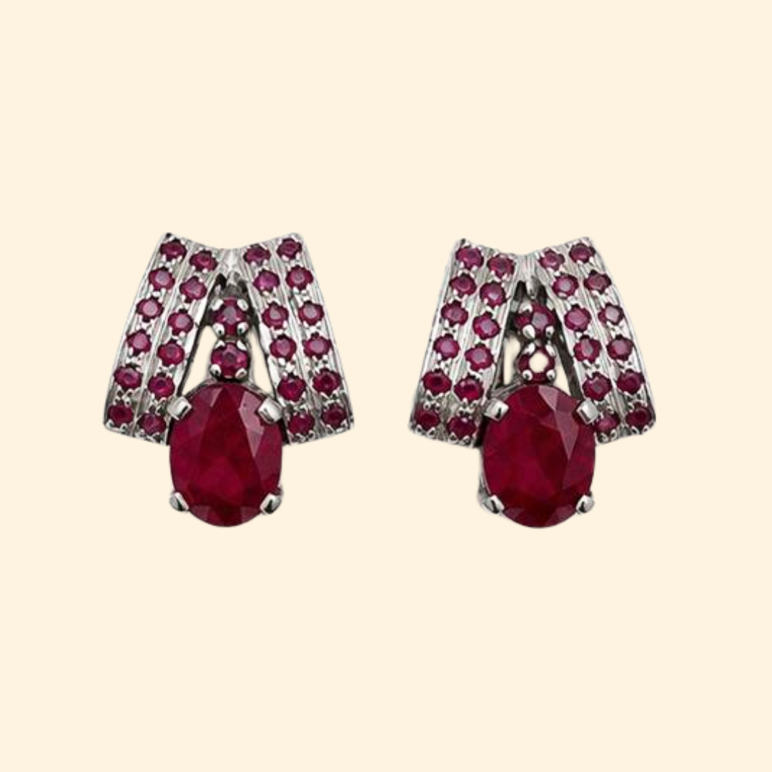 Elegance Cascade in Ruby Earrings
