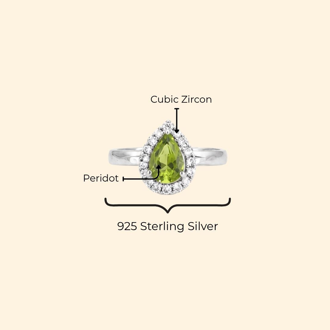 Pear Corallina Ring in Peridot