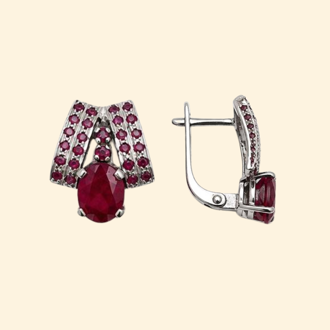 Elegance Cascade in Ruby Earrings