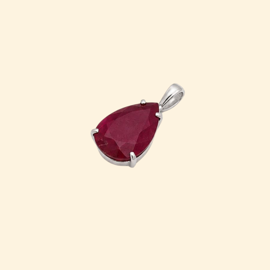 Pear Ruby Solitaire Pendant