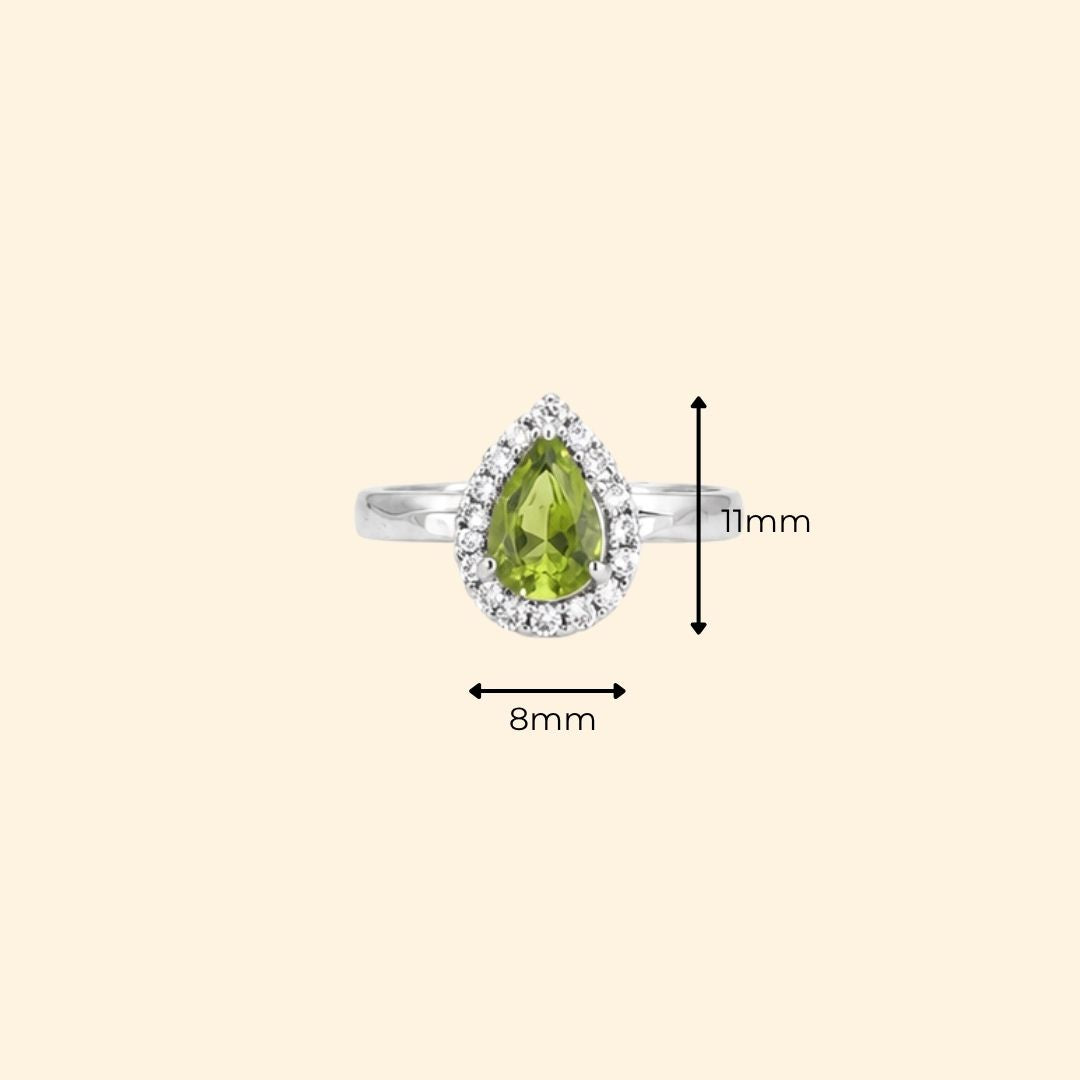 Pear Corallina Ring in Peridot