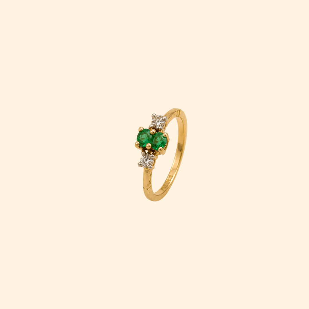 Emerald Duo Diamond Ring