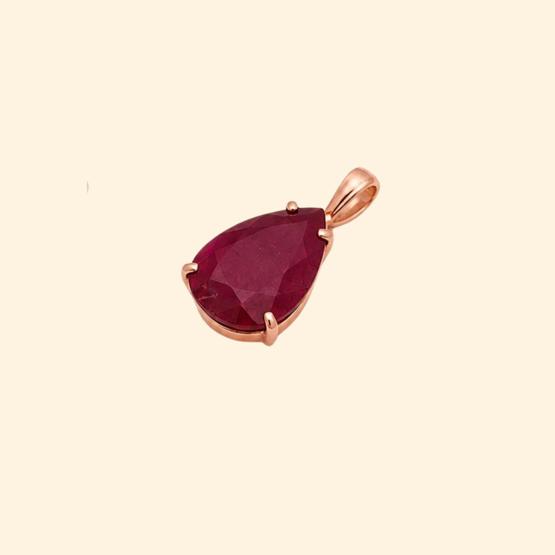 Pear Ruby Solitaire Pendant