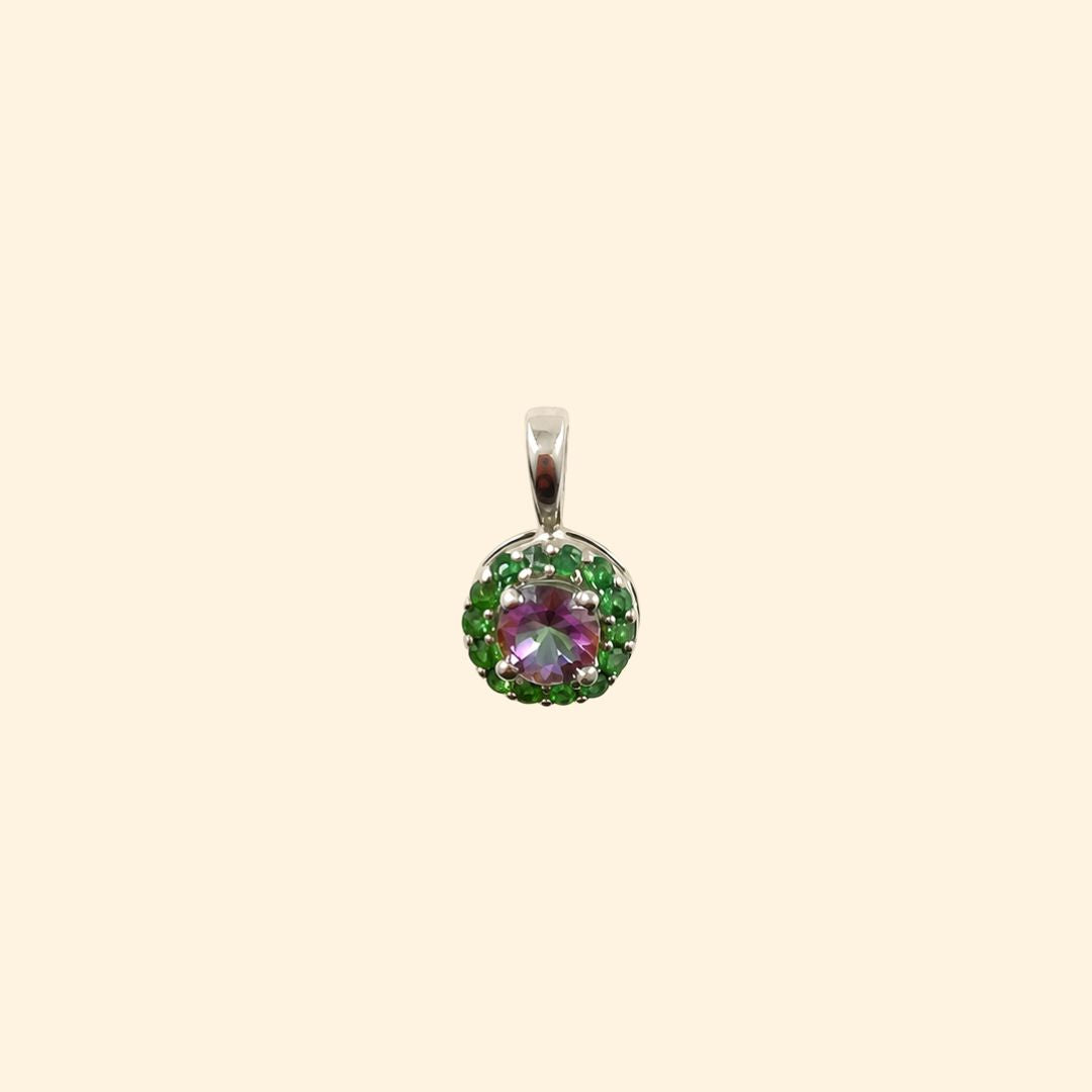 Corallina Round Mystic Quartz Pendant