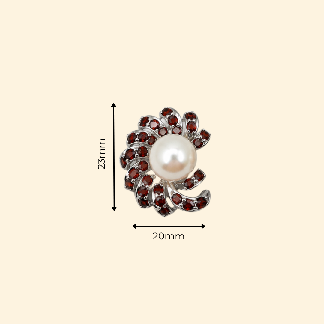 Nova Earrings in White Pearl & Garnet