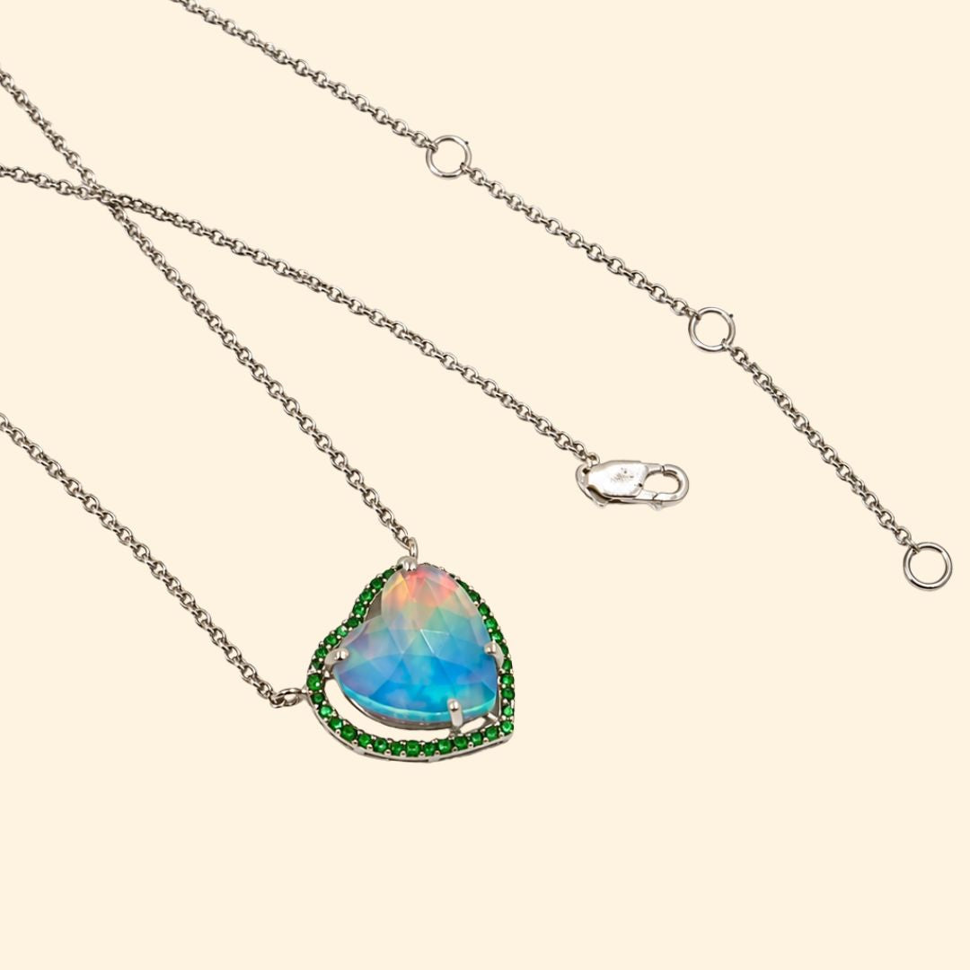 Opal Quartz Heart Necklace (Sample)