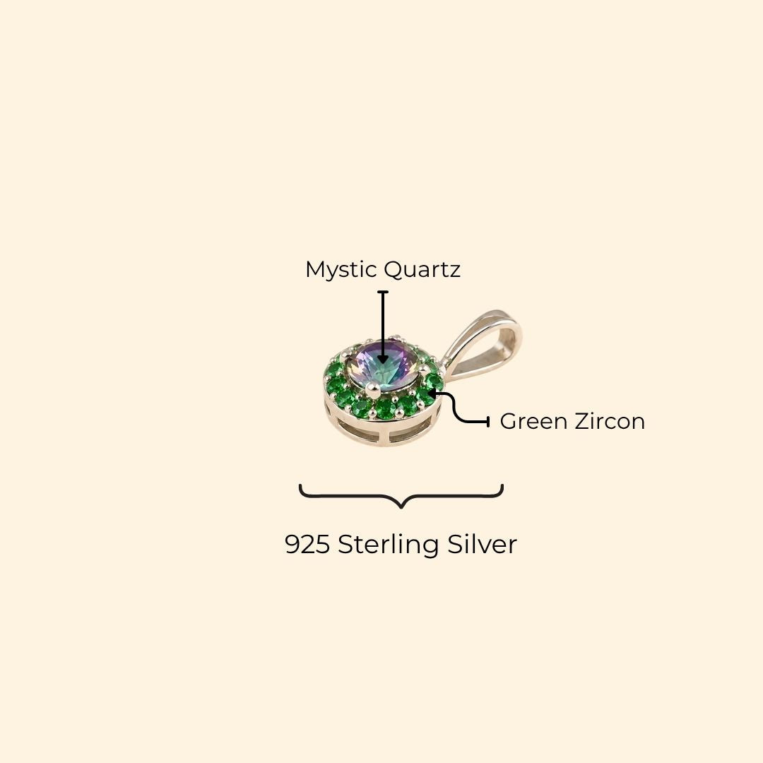 Corallina Round Mystic Quartz Pendant