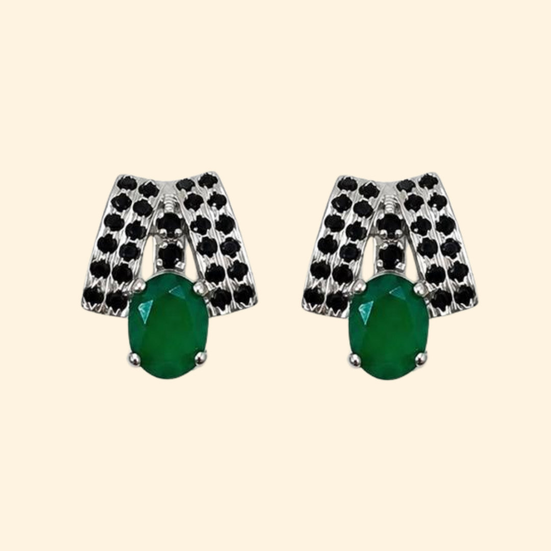 Elegance Cascade in Green Onyx Earrings