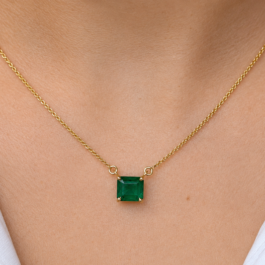 Emerald Solitaire Necklace