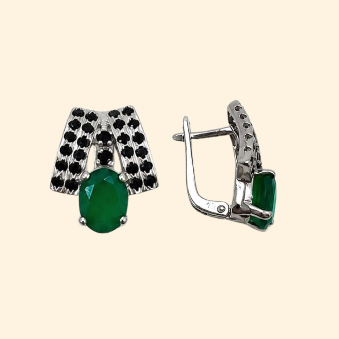 Elegance Cascade in Green Onyx Earrings