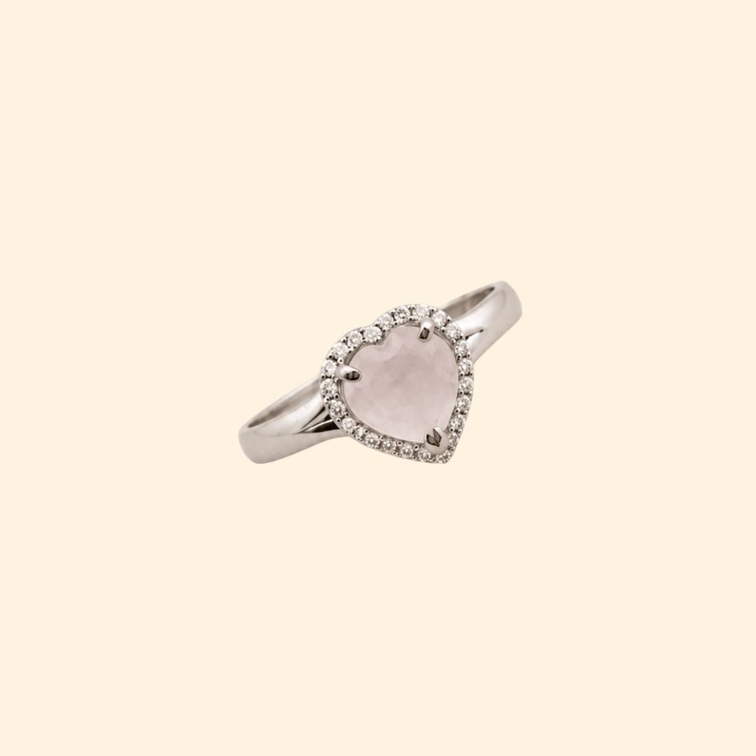 Heart Corallina Ring in Rose Quartz