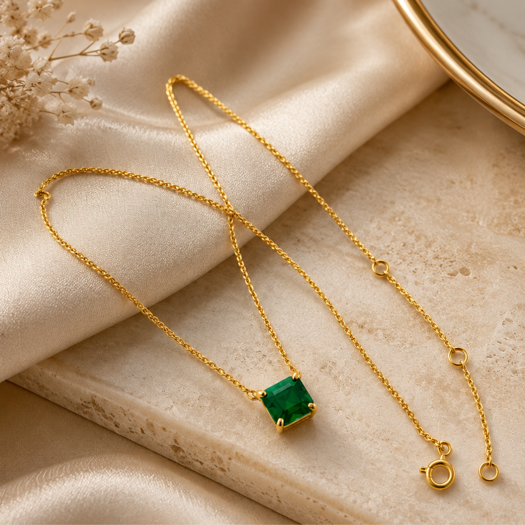 Emerald Solitaire Necklace