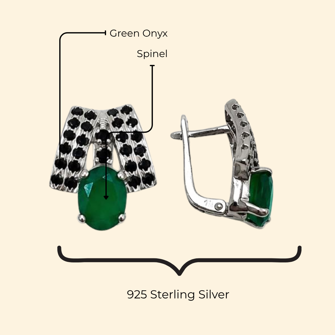 Elegance Cascade in Green Onyx Earrings