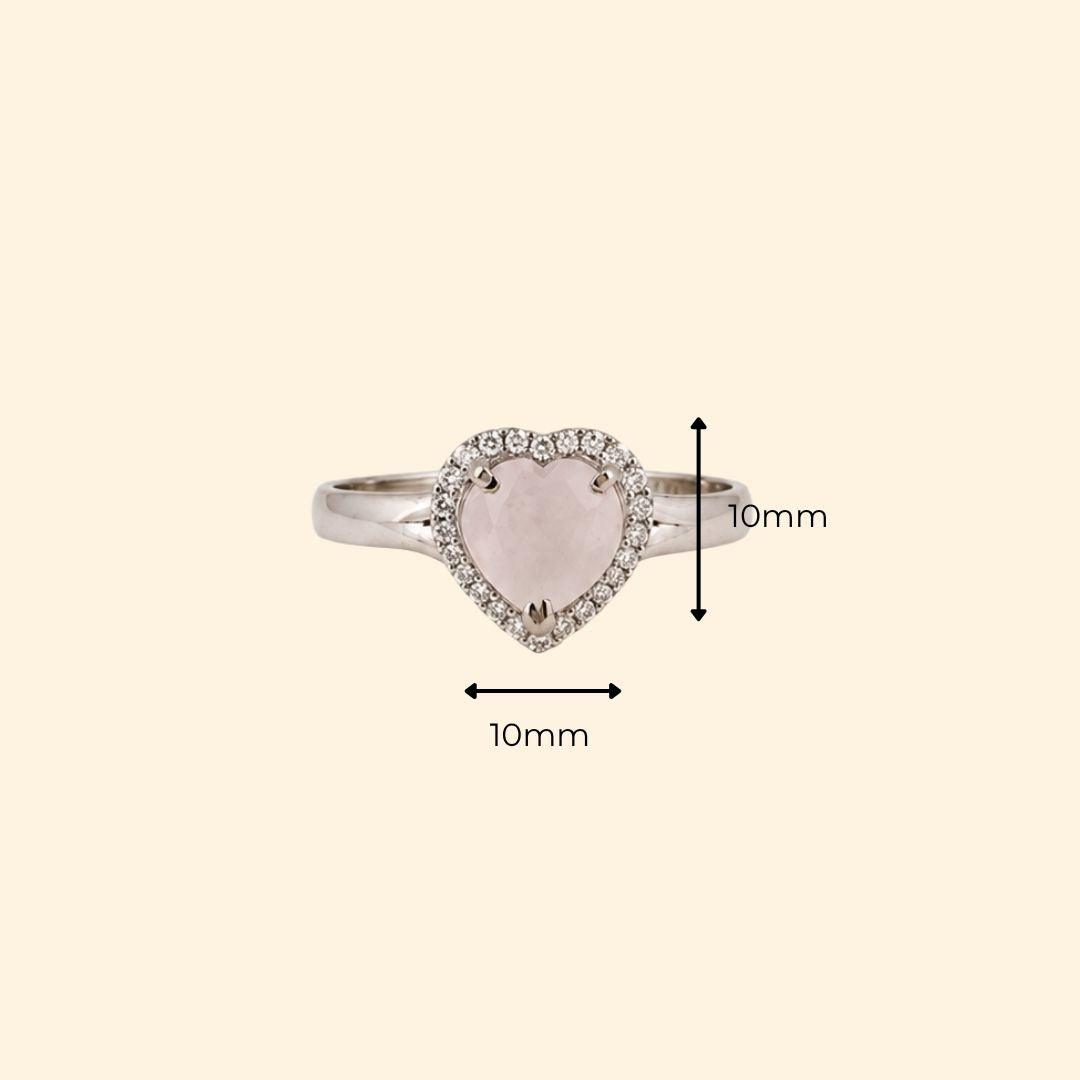 Heart Corallina Ring in Rose Quartz