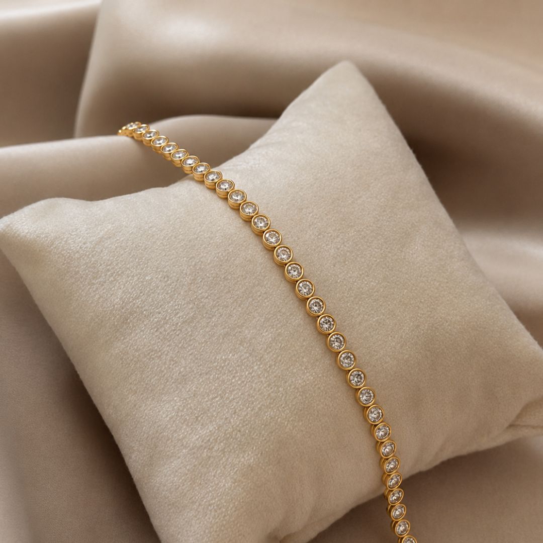 Coffee Diamond Bezel Tennis Bracelet