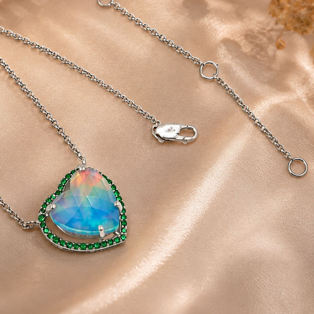 Opal Quartz Heart Necklace (Sample)