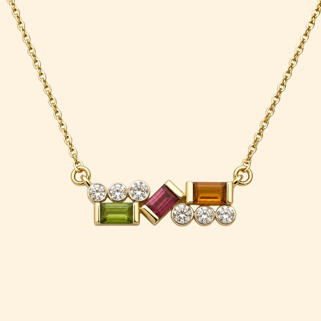 Tourmaline Diamond Bar Necklace