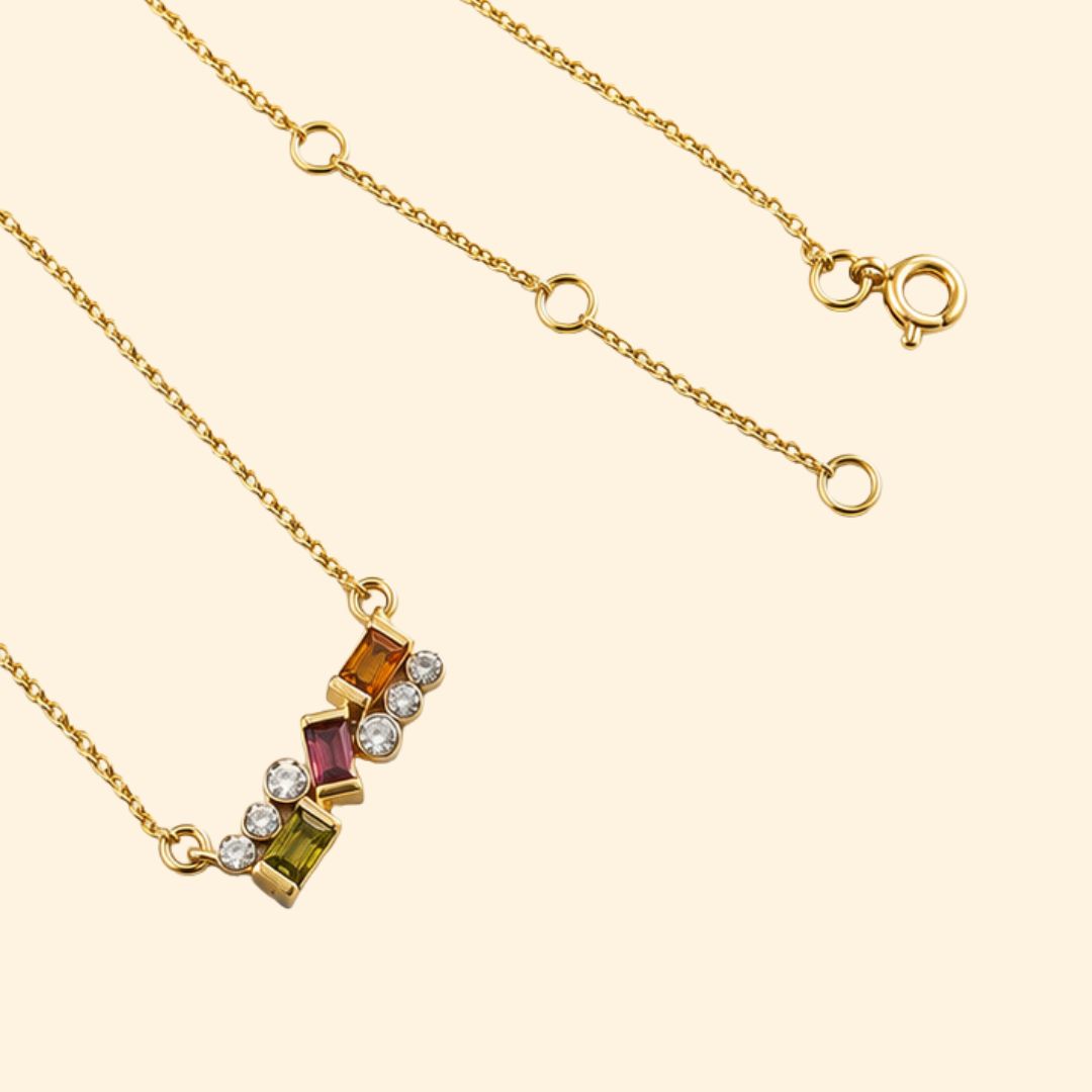 Tourmaline Diamond Bar Necklace
