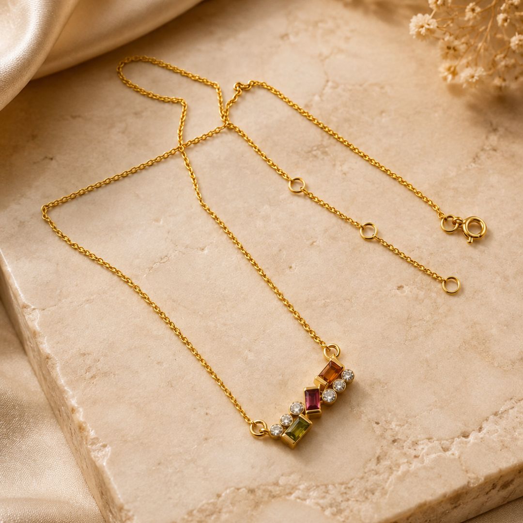 Tourmaline Diamond Bar Necklace