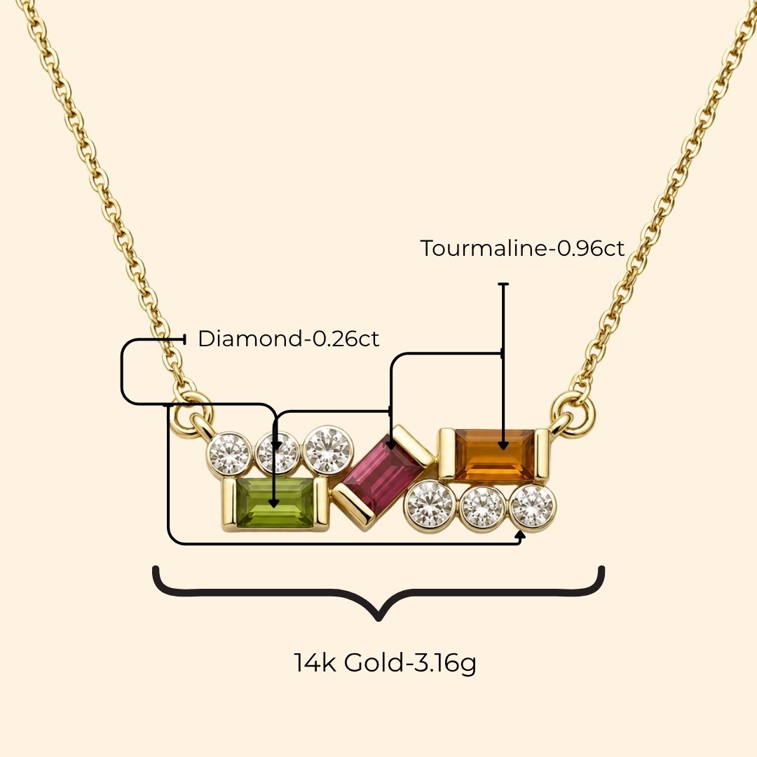 Tourmaline Diamond Bar Necklace