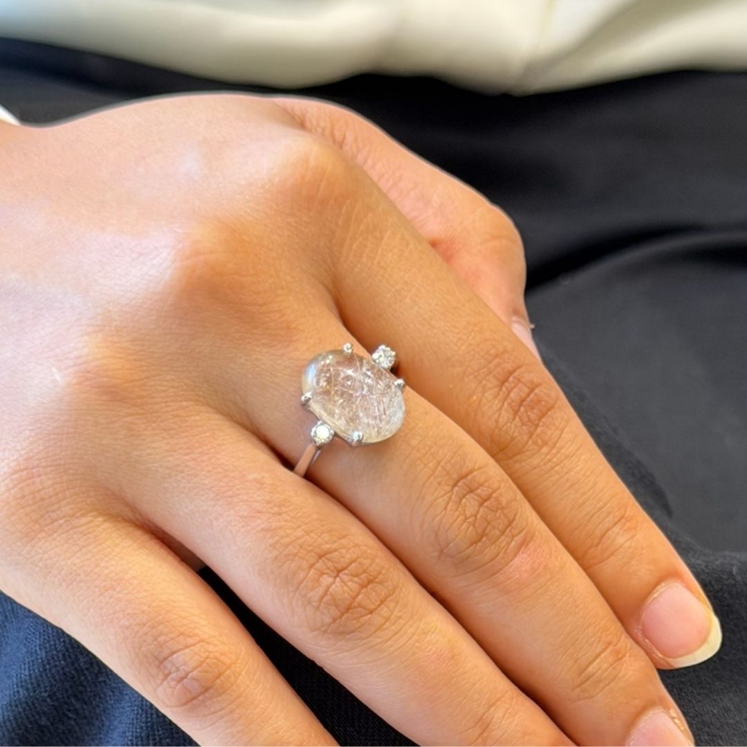 Shooting Star Ring in Golden Rutile