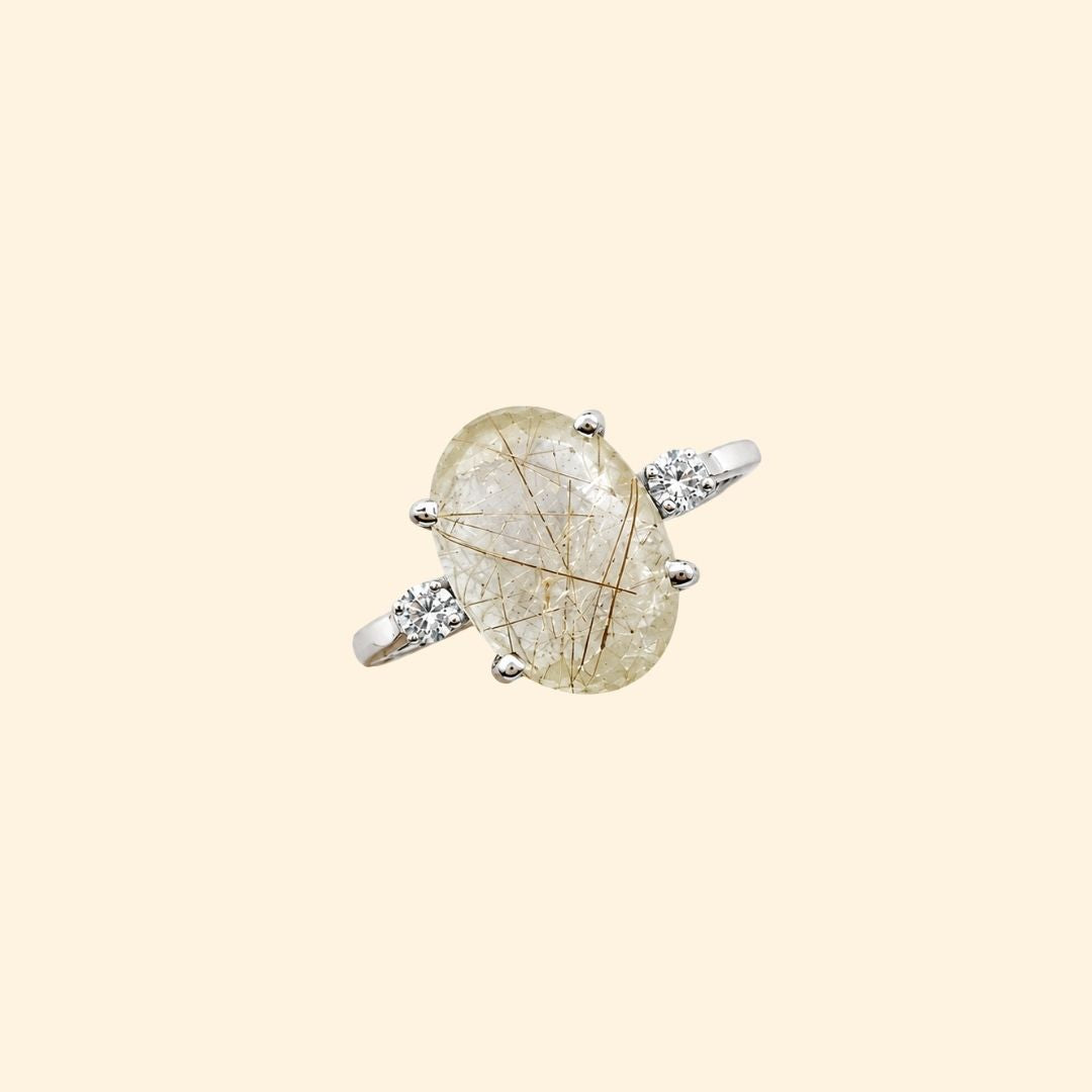 Shooting Star Ring in Golden Rutile