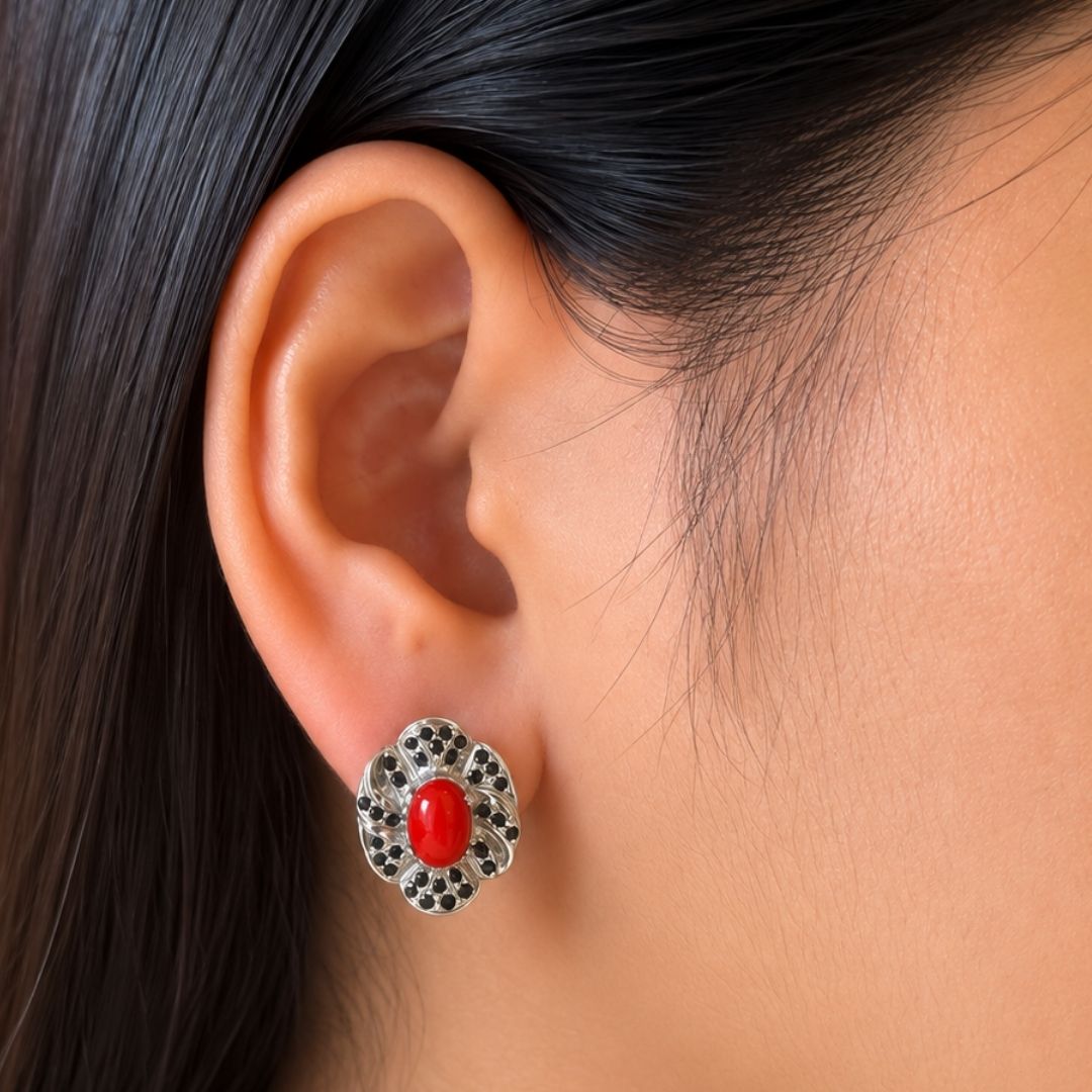 Fiore Earring In Red Corol