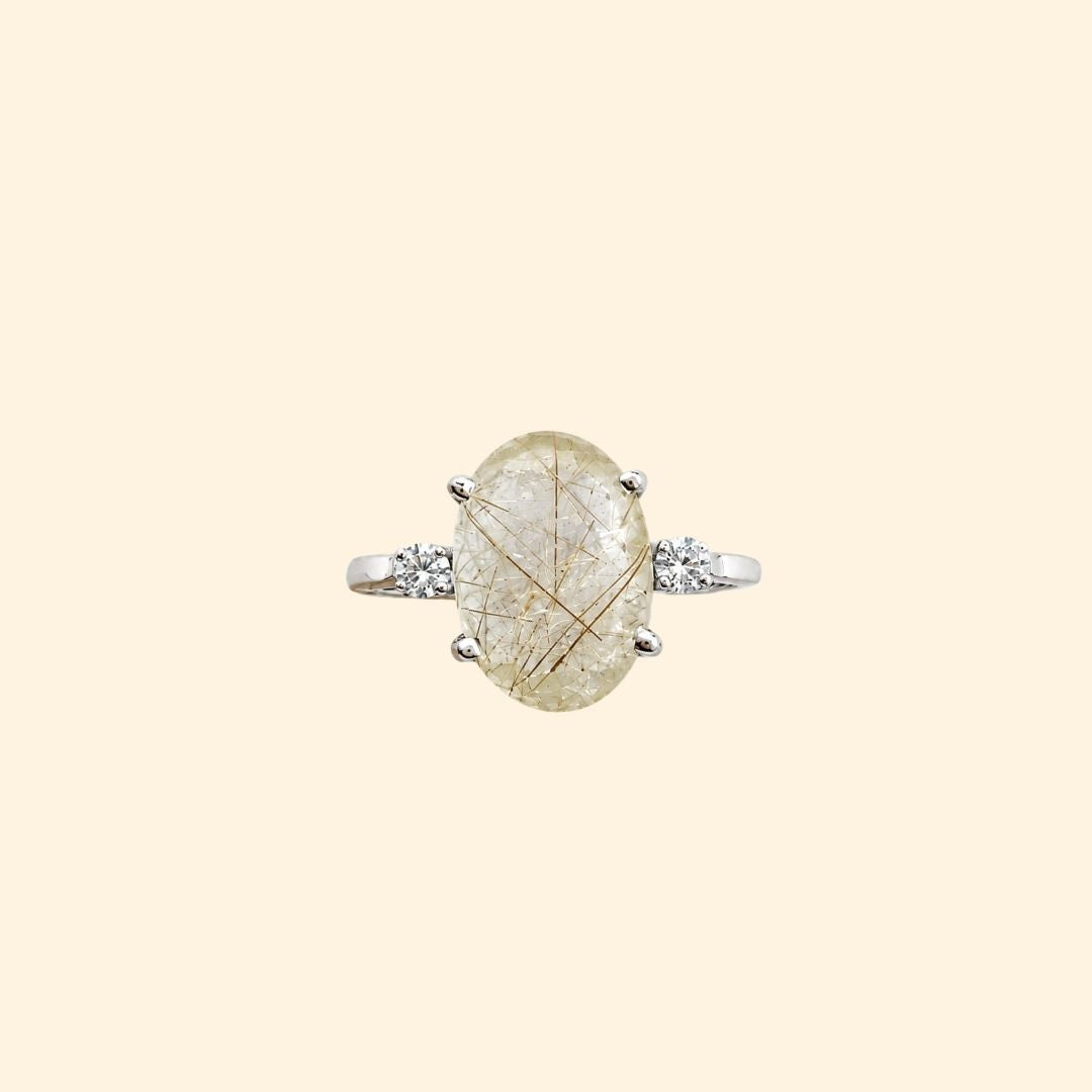 Shooting Star Ring in Golden Rutile