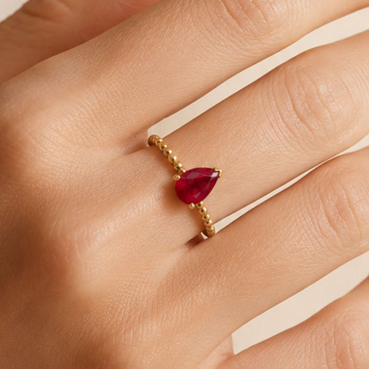 Pear Ruby Ring