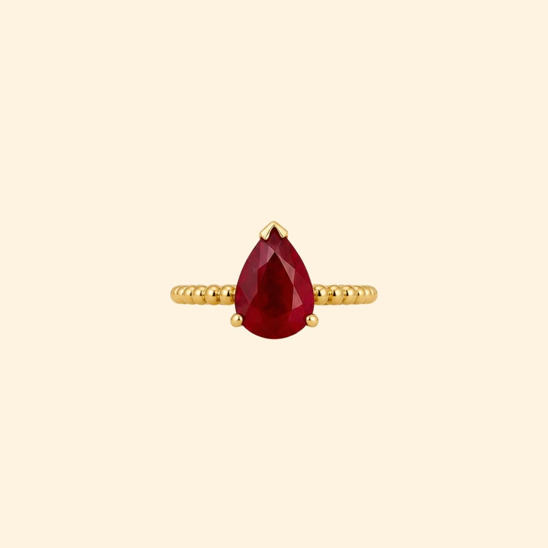 Pear Ruby Ring