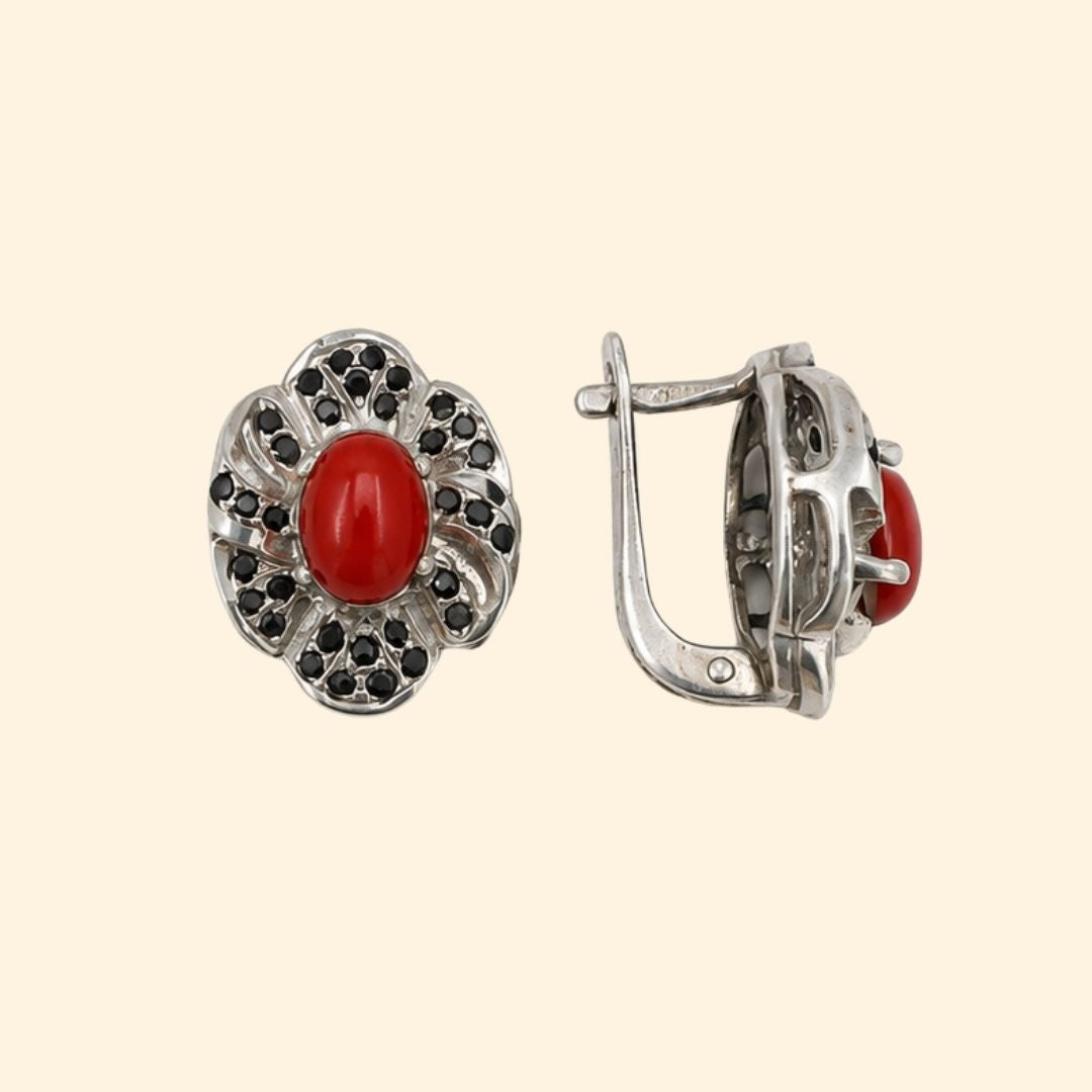 Fiore Earring In Red Corol