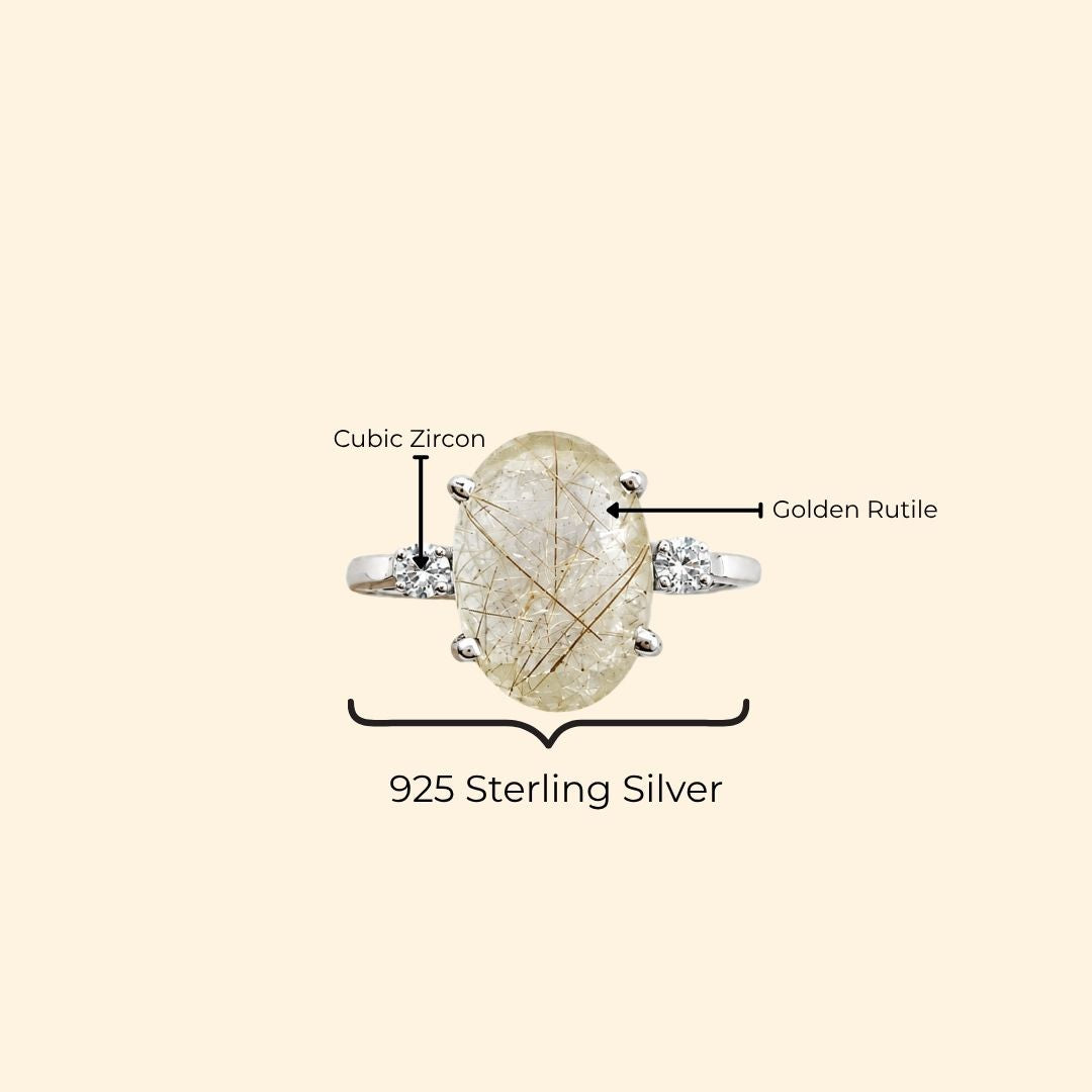 Shooting Star Ring in Golden Rutile