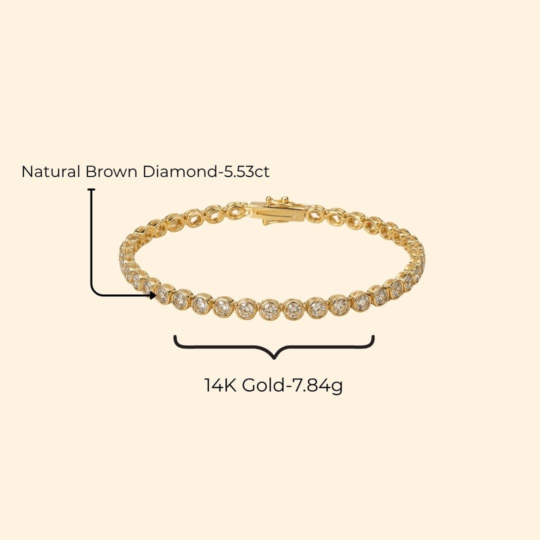 Coffee Diamond Bezel Tennis Bracelet